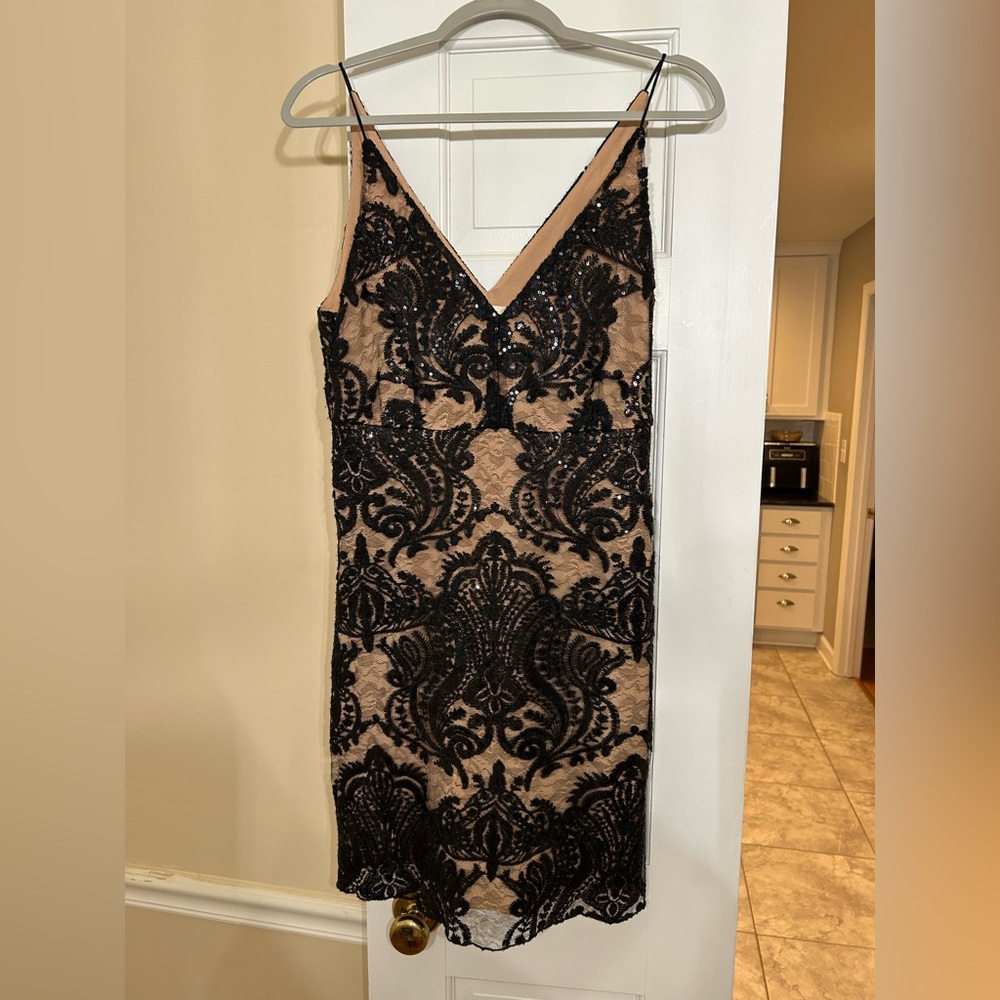 Altar'd State Black and Tan Backless Dress